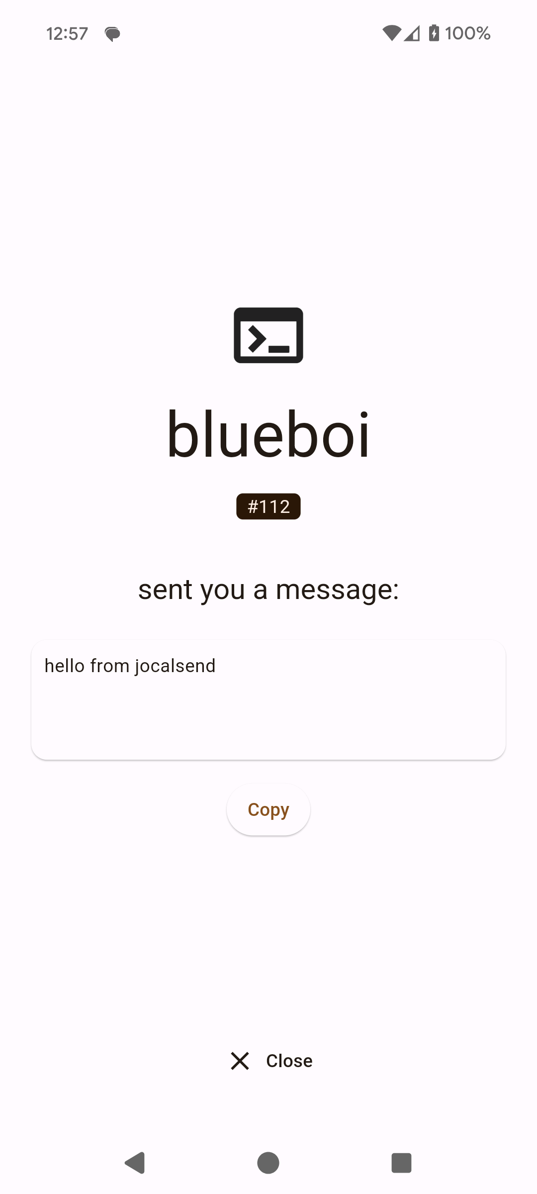 receiving text in the official app
